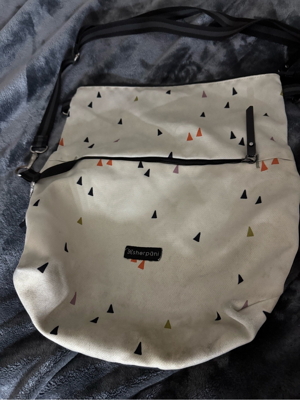 Sherpani Ivory Crossbody with Multicolor Triangle Accents